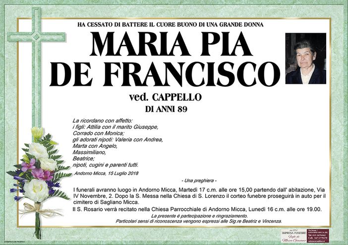 Maria Pia De Francisco Ved. Cappello