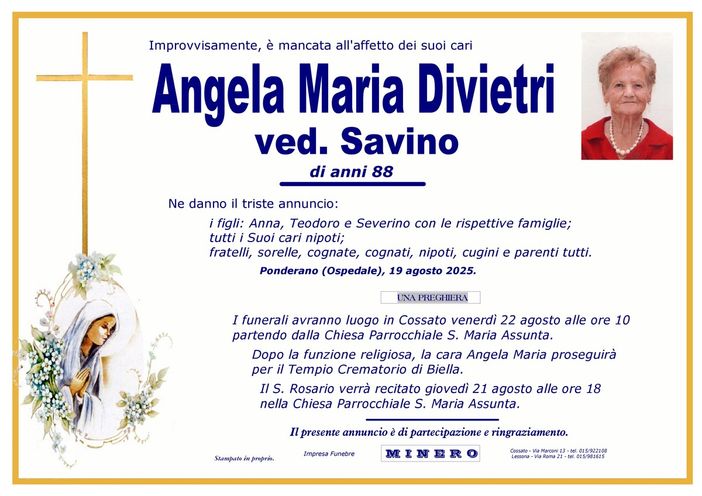 Angela Maria Divietri, in Savino