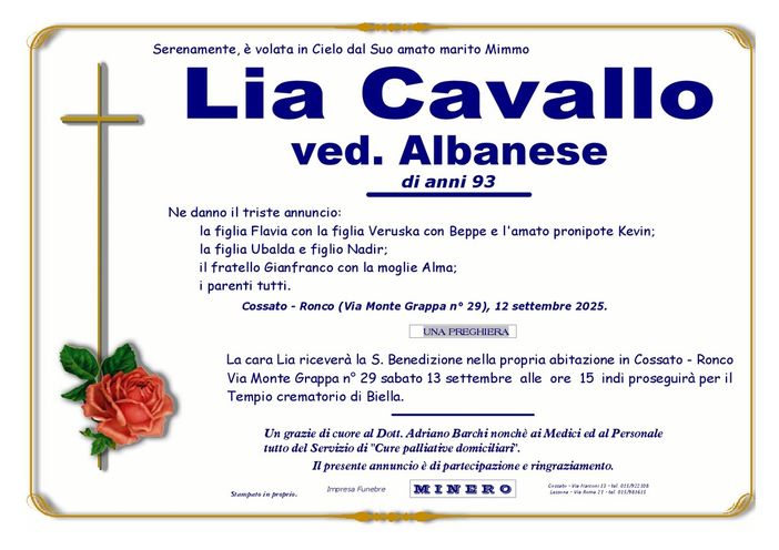 Lia Cavallo, ved. Albanese