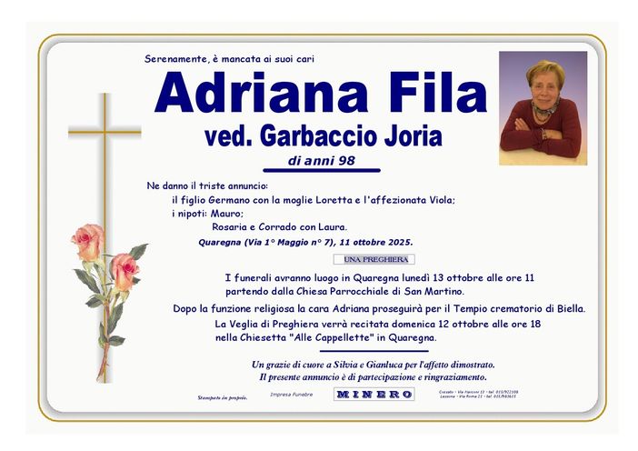 Adriana Fila, ved. Garbaccio Joria