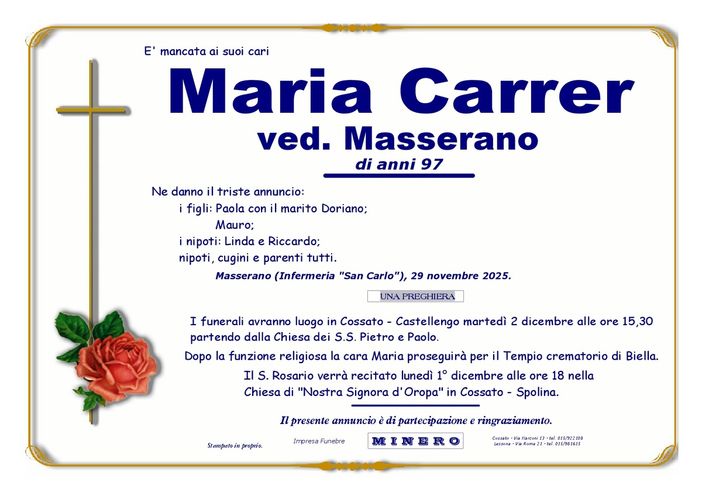Maria Carrer, ved. Masserano