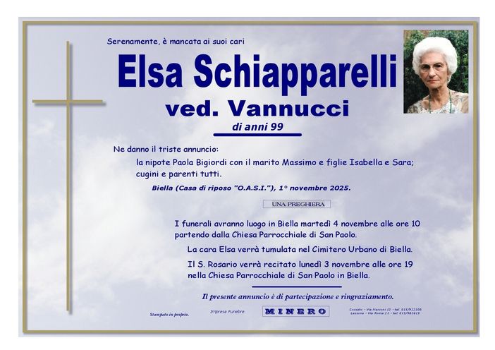Elsa Schiapparelli, ved. Vannucci