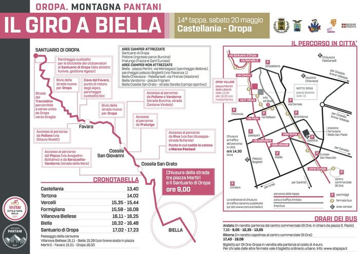 Giro d'Italia a Biella, le ordinanze stradali in vigore per sabato 20 maggio in città