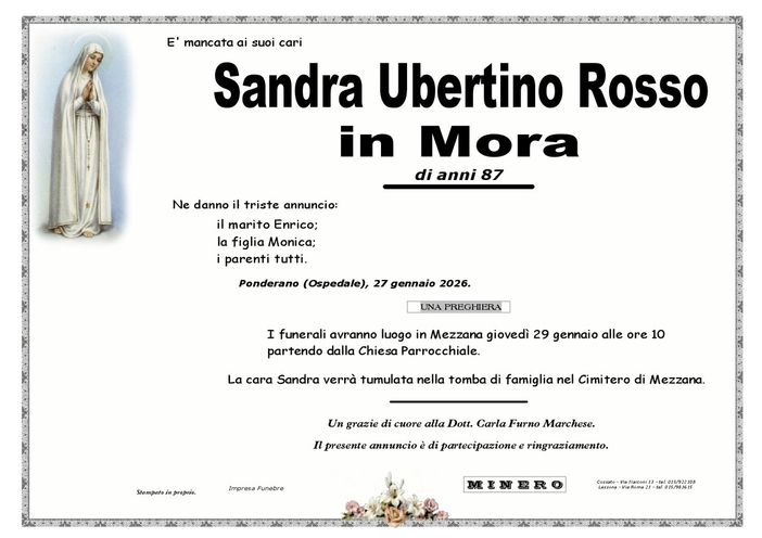 Sandra Ubertino Rosso, in Mora