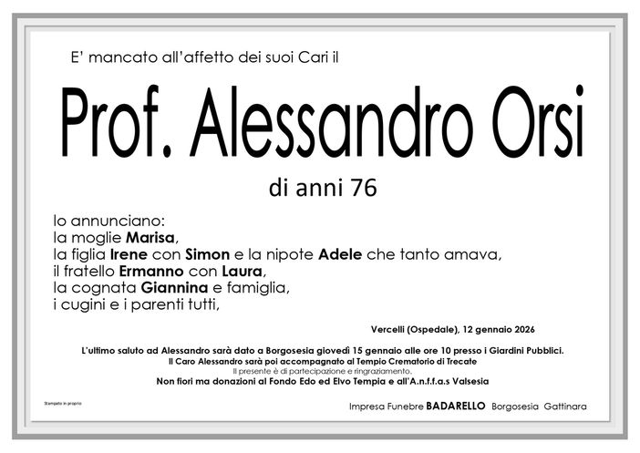 Professor Alessandro Orsi