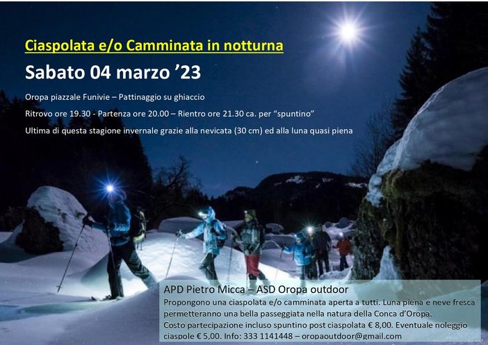 Ciaspolata e Camminata in notturna a Oropa