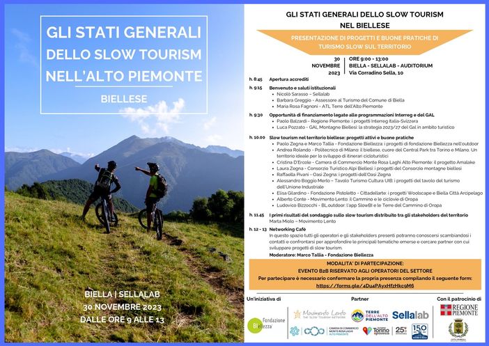 A Biella gli Stati Generali dello Slow Tourism nel Biellese