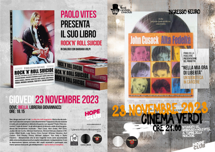 Biella e Candelo, Hope Club presenta due eventi culturali: giovedì 23 novembre.