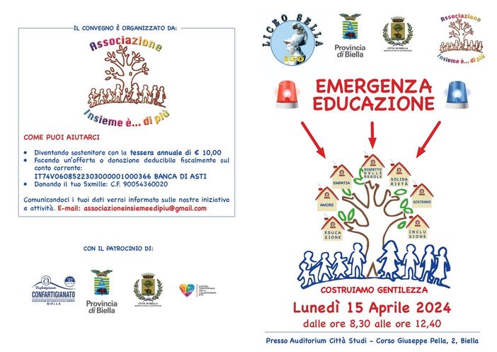 "Emergenza educazione, costruiamo la gentilezza", un convegno dedicato ai ragazzi