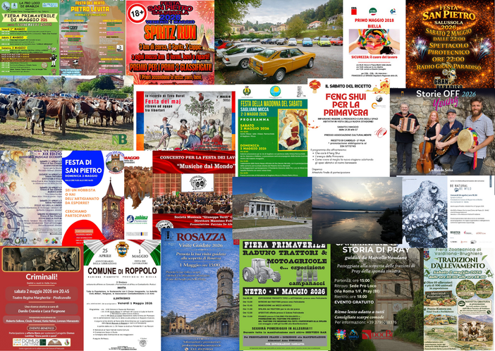 Tante cose da fare a Biella nel we del 1, 2 e 3 maggio Tante cose da fare a Biella nel we del 1, 2 e 3 maggio
