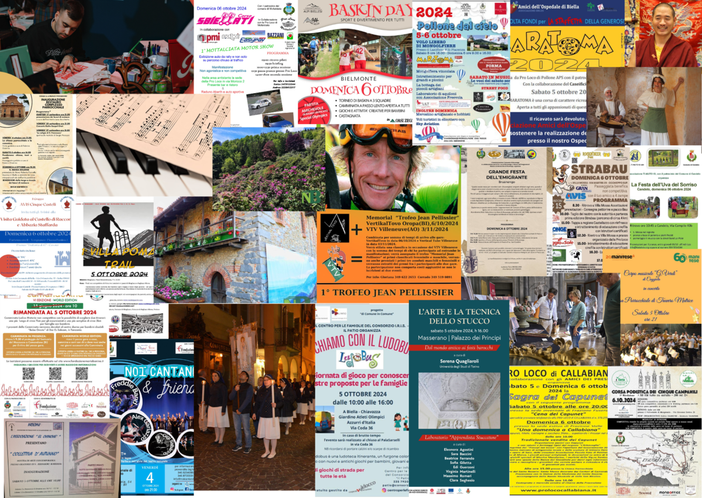 Tante cose da fare a Biella e provincia nel we del 4, 5 e 6 ottobre Tante cose da fare a Biella e provincia nel we del 4, 5 e 6 ottobre