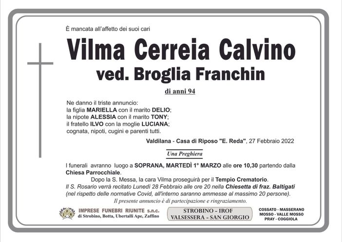 Vilma Cerreia Calvino, ved. Broglia Franchin