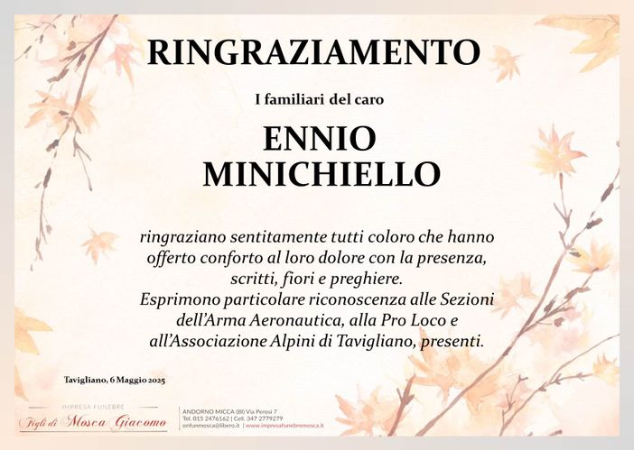 Ennio Minichiello - Ringraziamento