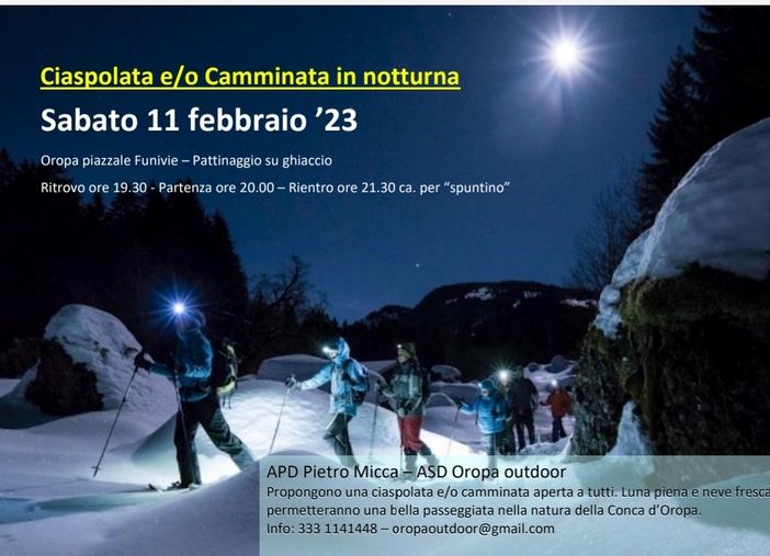 Oropa, domani la Ciaspolata Notturna - Foto A.S.D. Oropa Outdoor