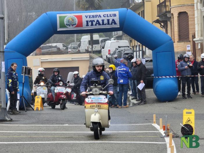 Biella-Chivasso, Campionato invernale nazionale: sfide in Vespa a Vaglio Pettinengo.