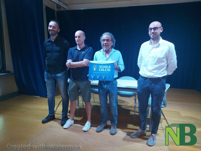 Presentato il nuovo Gaglianico Calcio: da sinistra Marino, Isabelli, Bifernino, Chieppa - Foto Alessandro Bozzonetti per newsbiella.it