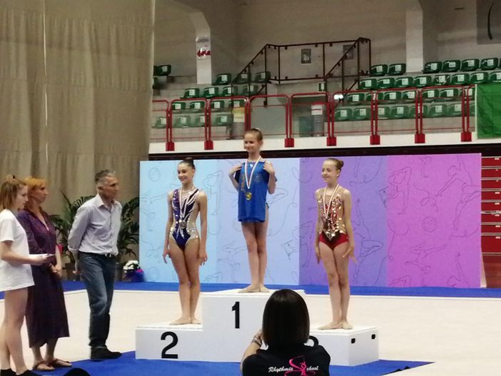 Podio con assegnazione maglia campionessa nazionale LE:  1° Emma Bragante – 3° Elena Pavanetto