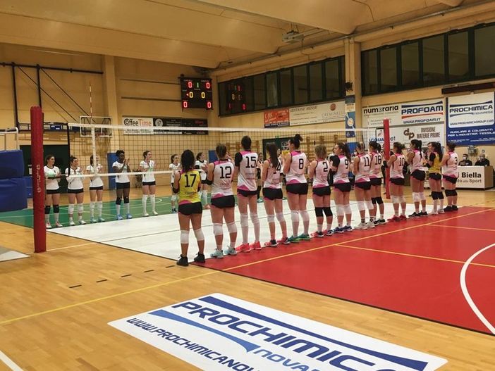 La squadra della Virtus Biella a inizio match contro Gossolengo