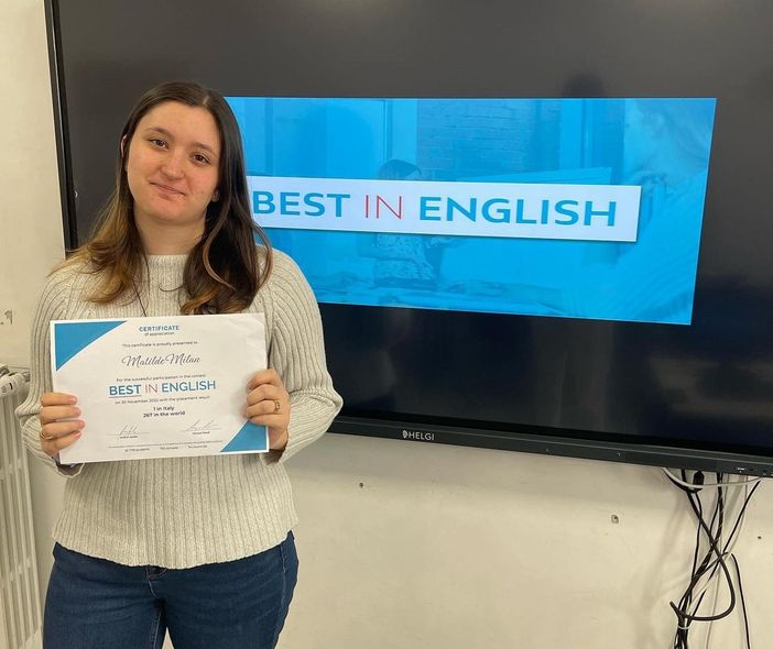 Matilde Milan del Bona Turismo, prima in Italia del Best in English Matilde Milan del Bona Turismo, prima in Italia del Best in English