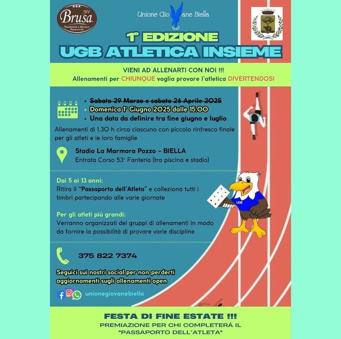 Biella corre insieme: parte la prima edizione di "UGB Atletica Insieme".