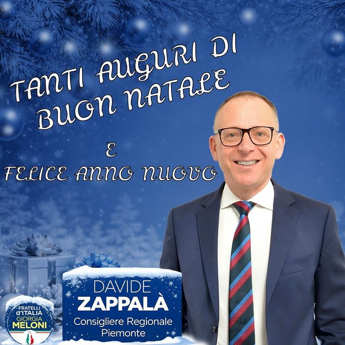 Dal consigliere regionale Davide Zappalà: “Auguri di Natale ai biellesi e ai lettori di Newsbiella”