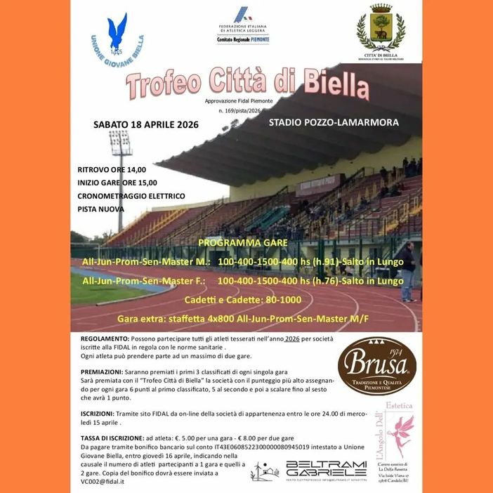 Al Pozzo-Lamarmora il Trofeo Città di Biella
