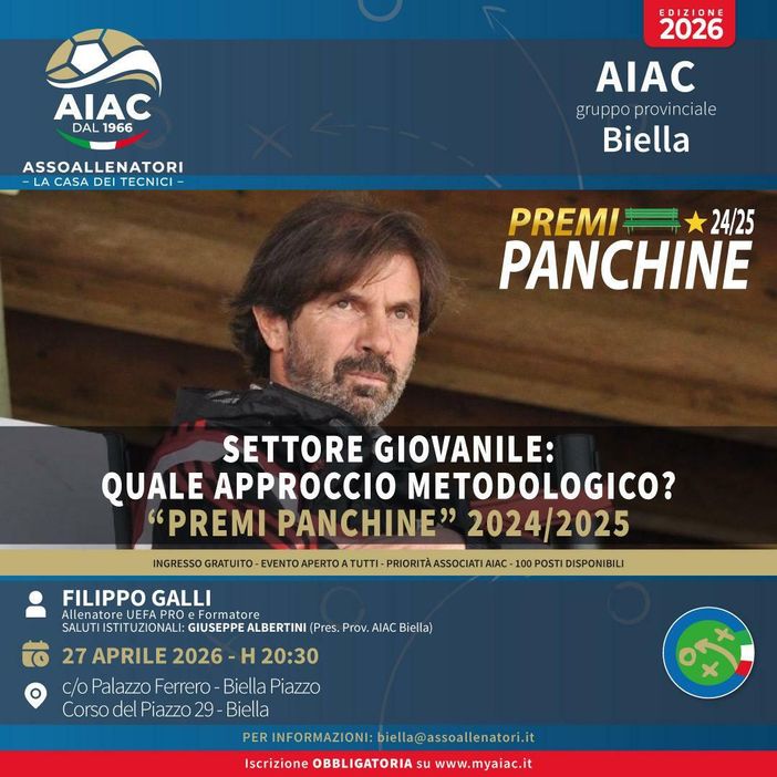 Aiac Biella, i premi alle panchine con Filippo Galli Aiac Biella, i premi alle panchine con Filippo Galli