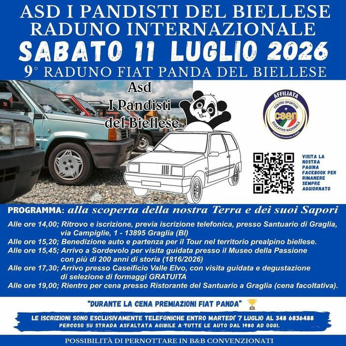 Raduno Internazionale Fiat Panda del Biellese: appuntamento a sabato 11 luglio per la nona edizione