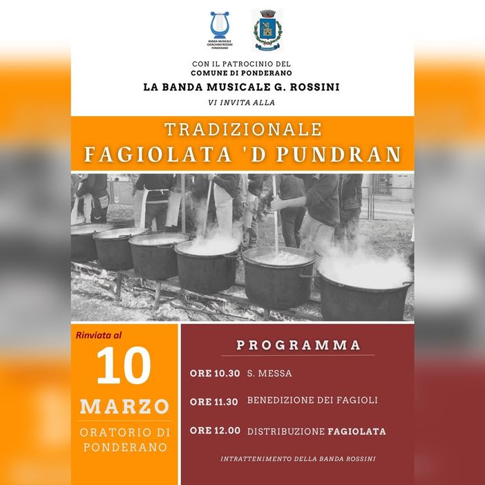 La fagiolata ’d Pundran è rinviata