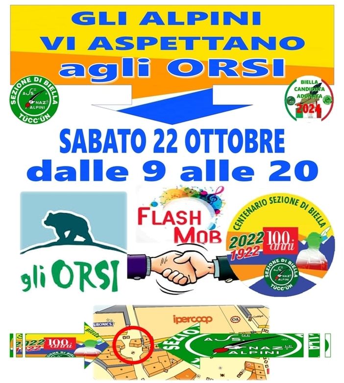 Per i 100 anni della sezione di Biella, gli Alpini della sede di via Ferruccio organizzano un Flashmob