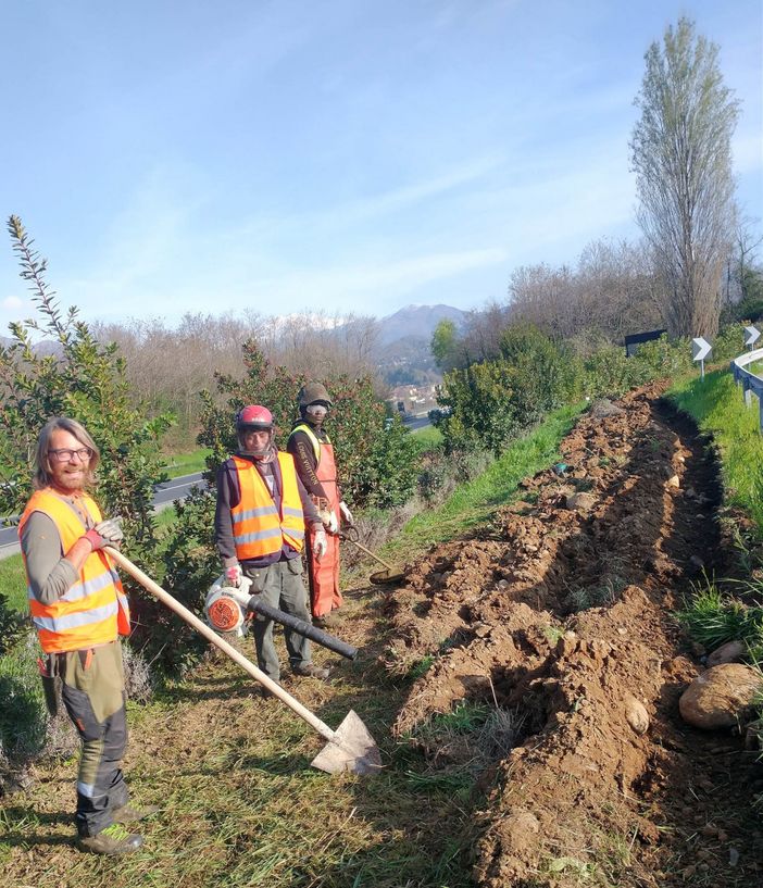 Operatori di Pacefuturo: lavori di preparazione per accoglienza degli studenti all’Oasi delle Api, casiddos de Nuraghe Chervu.