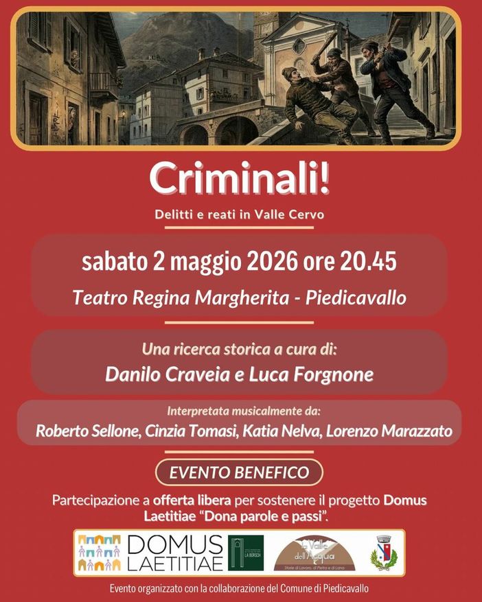 Criminali! Delitti e reati in Valle Cervo