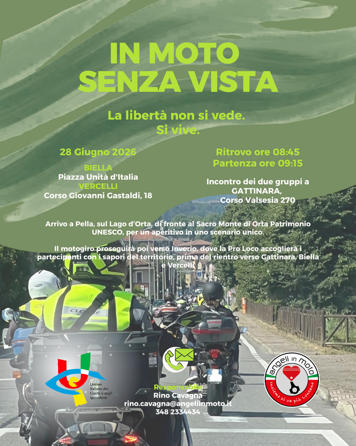 Moto senza Vista, partenze da Biella e Vercelli per un giorno di condivisione e inclusione Moto senza Vista, partenze da Biella e Vercelli per un giorno di condivisione e inclusione