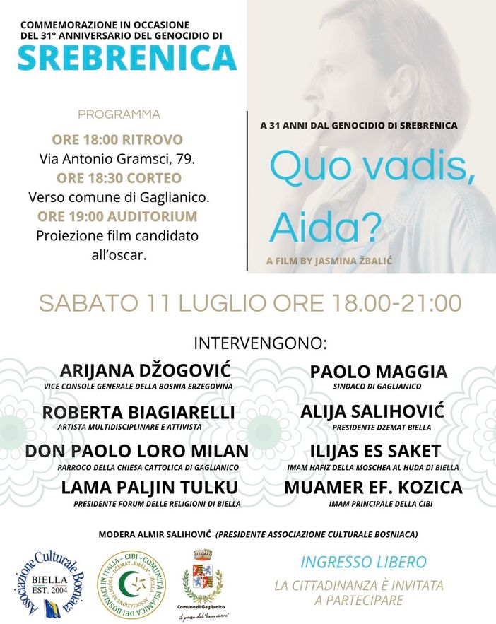 A Gaglianico si ricorda il genocidio di Srebrenica A Gaglianico si ricorda il genocidio di Srebrenica