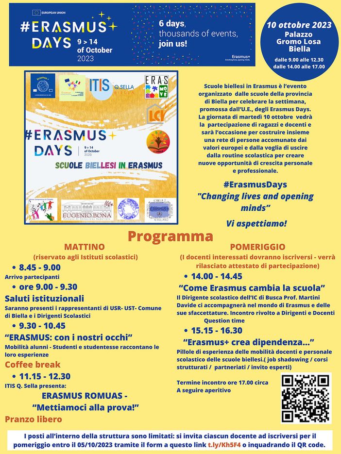 10 ottobre: Erasmus Days a Palazzo Gromo Losa 10 ottobre: Erasmus Days a Palazzo Gromo Losa