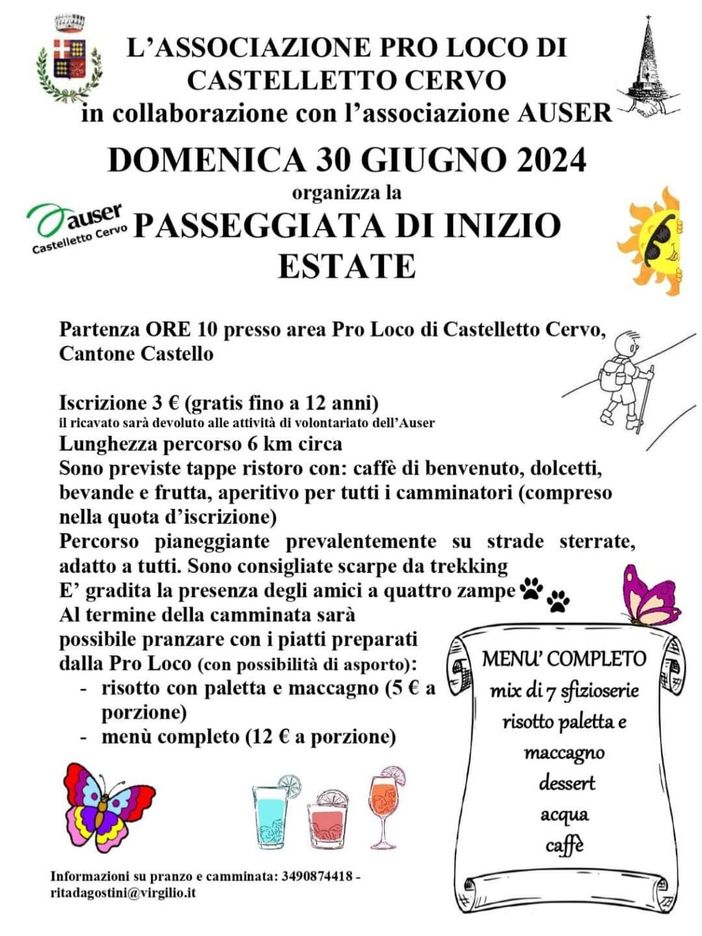 La passeggiata di inizio estate, l’evento organizzato dalla Pro Loco di Castelletto Cervo e AUSER.