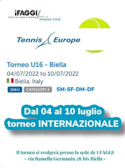 Torneo giovanile TENNIS EUROPE Under 16 grade 3 presso il Circolo I Faggi