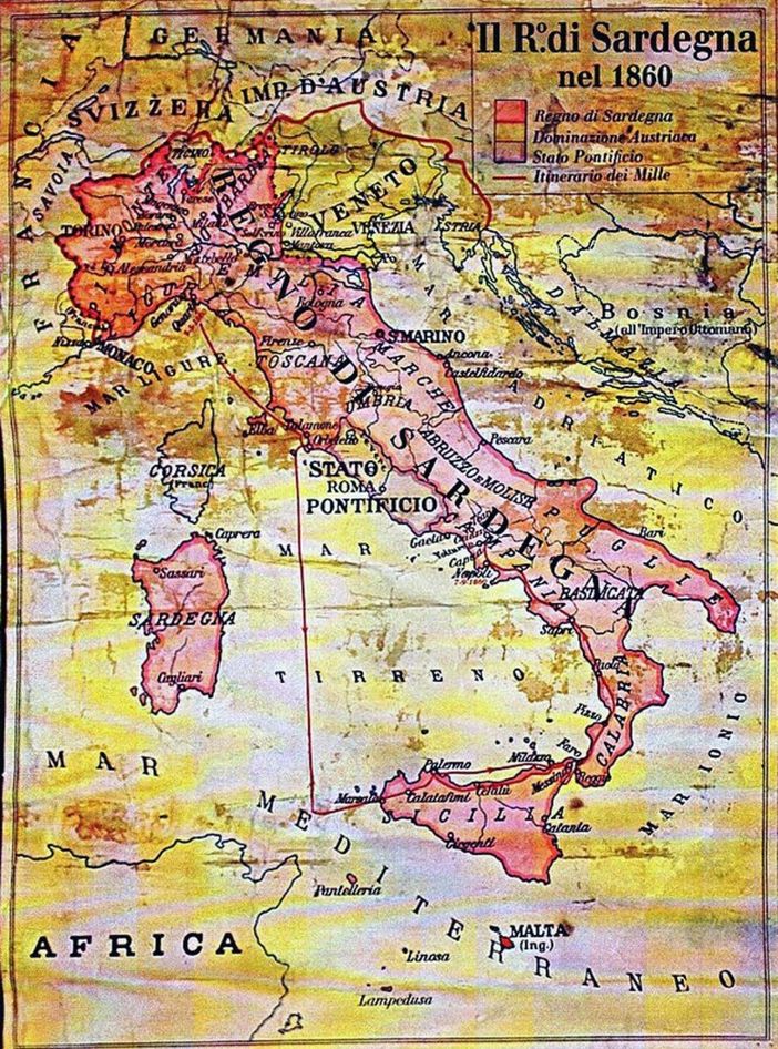 Carta geografica del Regno di Sardegna nel 1860