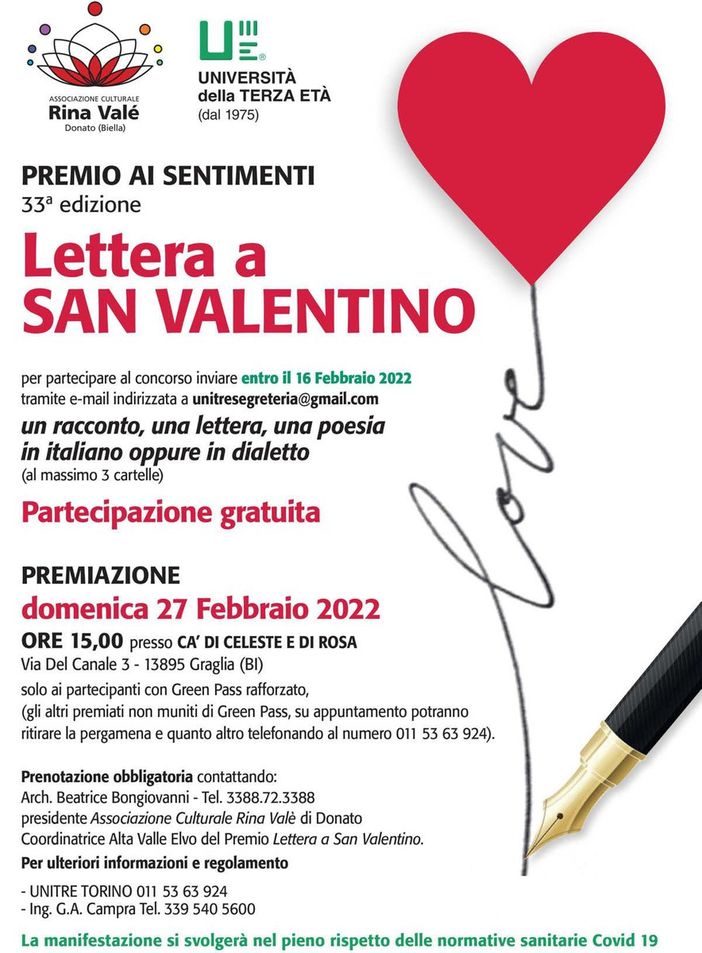 Lettere a San Valentino, Premio nazionale ai Sentimenti 2022