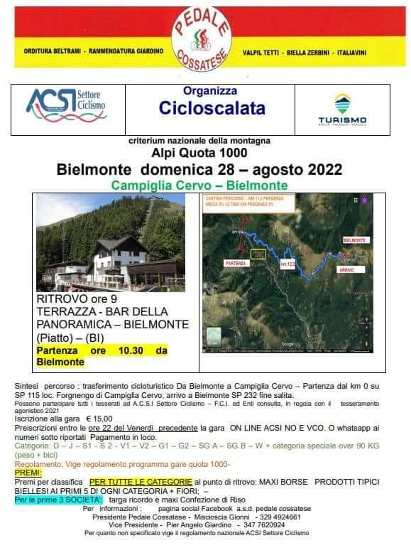 La cicloscalata Alpi Quota 1000 fa tappa a Bielmonte, la locandina La cicloscalata Alpi Quota 1000 fa tappa a Bielmonte, la locandina