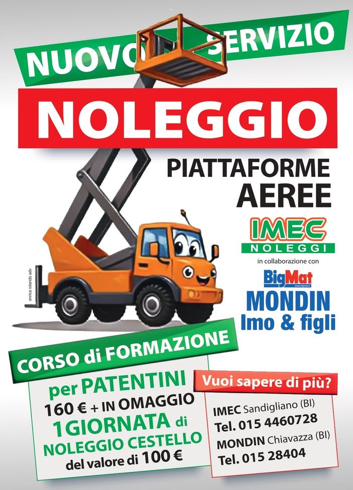 Con BigMat Mondin &amp; IMEC, sali in quota in sicurezza: aperte le iscrizioni al corso certificato per l’uso delle piattaforme aeree.