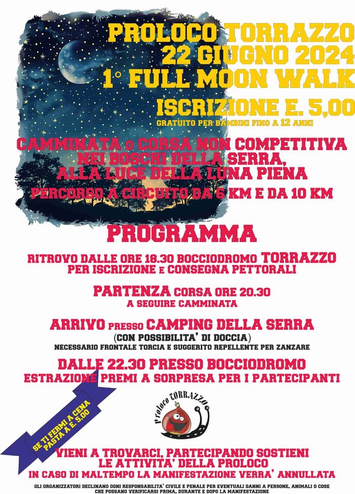 Full Moon Walk, a Torrazzo la prima camminata con la luna piena - Foto Pro Loco Torrazzo