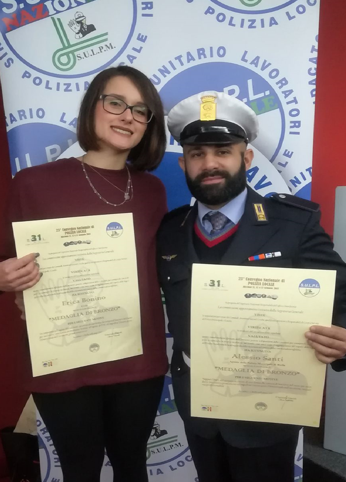 Erica Bonino e l’agente Alessio Santi premiati a Riccione con la medaglia di bronzo