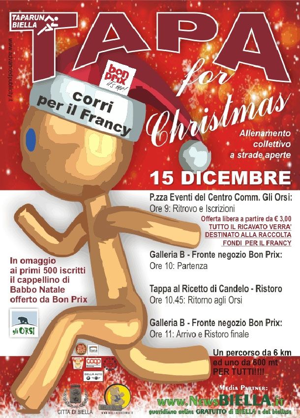 Podismo - I Tapa Run Biella corrono per Francy con newsbiella.it