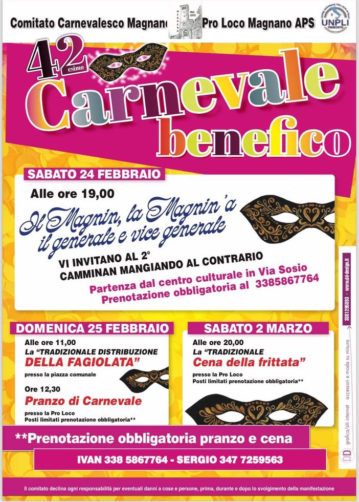 A Magnano il 42° Carnevale benefico: gli eventi in programma.