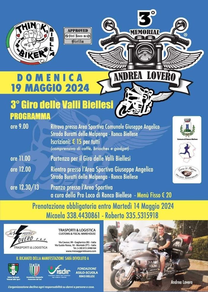 A Ronco Biellese il terzo Memorial Andrea Lovero - Foto pagina FB Memorial Andrea Lovero A Ronco Biellese il terzo Memorial Andrea Lovero - Foto pagina FB Memorial Andrea Lovero