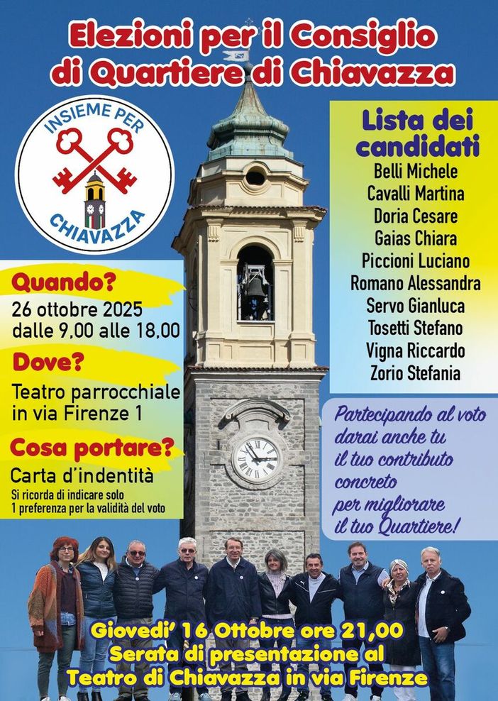 Biella, consigli di quartiere: Insieme per Chiavazza si presenta ai cittadini