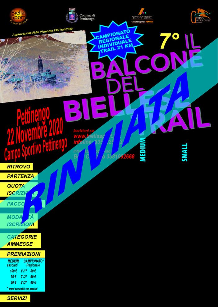 Covid - Rinviata al 2021 la 7^ edizione del Balcone del Biellese Trail