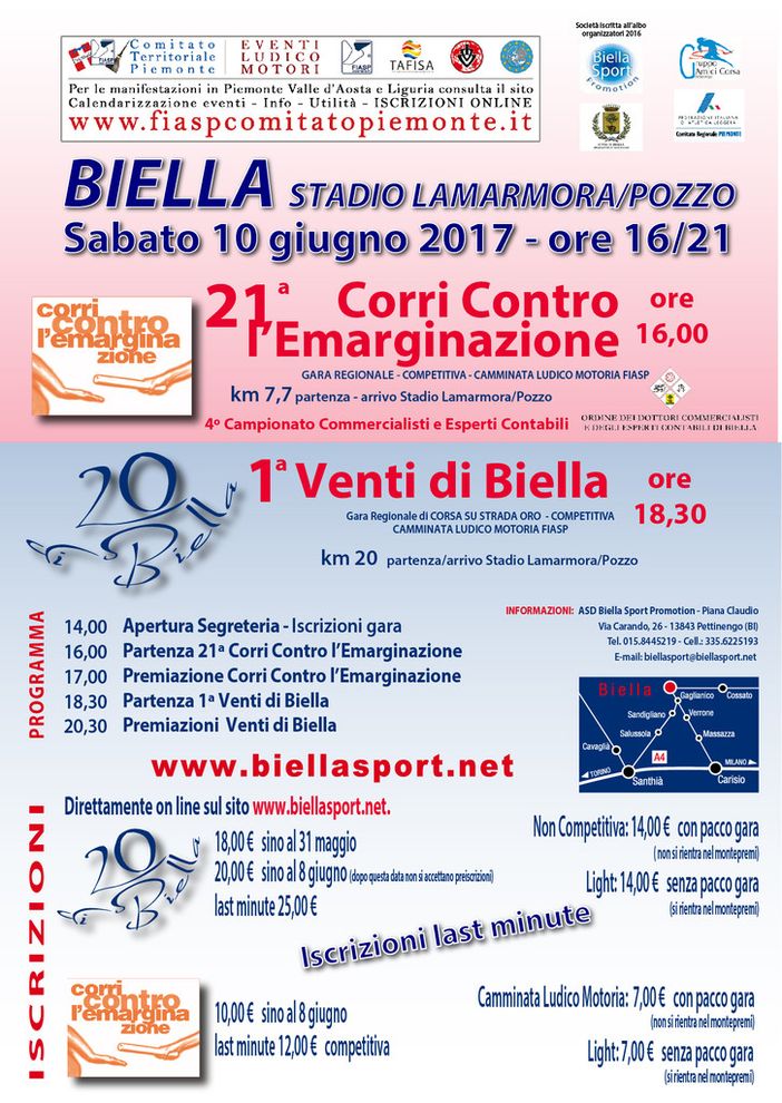 Running: Aperte le iscrizioni per la prima edizione di "Venti di Biella"