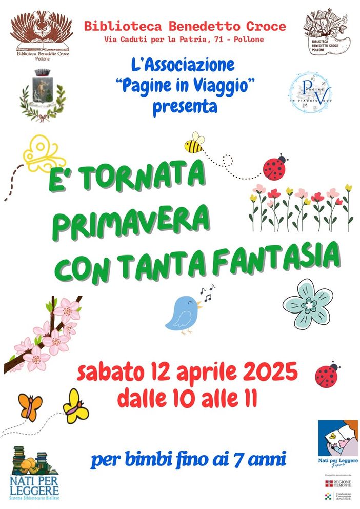 “È tornata la primavera… con tanta fantasia!” Appuntamento per i più piccoli alla Biblioteca di Pollone.